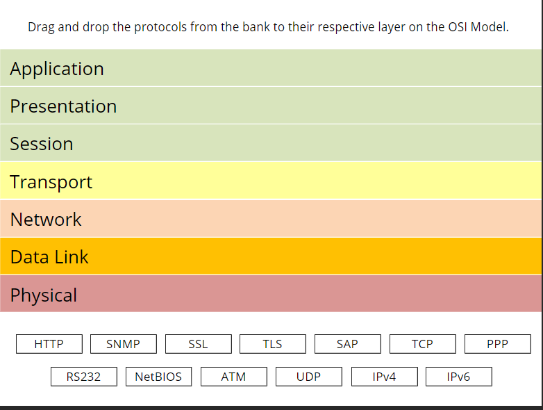Drag And Drop The Protocols From The Bank To Their Respective Layer On The Osi Model Application Presentation Session T 1