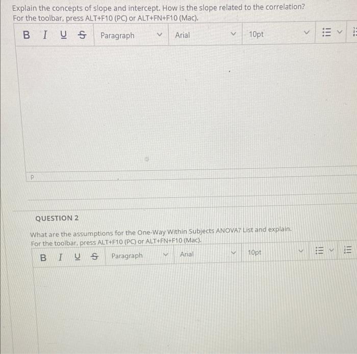 Explain The Concepts Of Slope And Intercept How Is The Slope Related To The Correlation For The Toolbar Press Alt F10 1