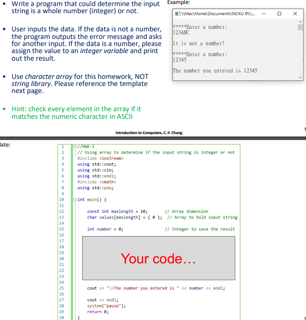 Write A Program That Could Determine The Input Example String Is A Whole Number Integer Or Not L Mac Home Documents 1