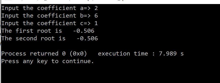 Exelelse 2 Bugs3 C Cied3 Solution Of A X X B X C 0 Include Stdio H Include Math H Int Main Void Do 3