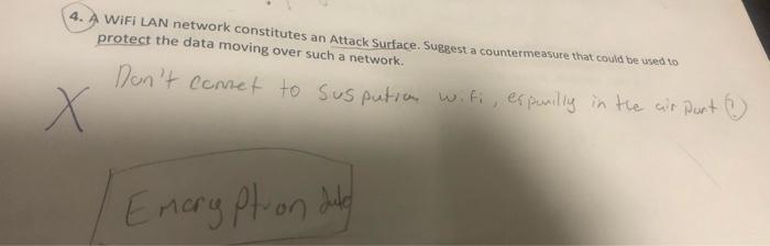4 Wifi Lan Network Constitutes An Attack Surface Suggest A Countermeasure That Could Be Used To Protect The Data Movin 1