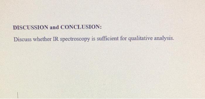 Discussion And Conclusion Discuss Whether Ir Spectroscopy Is Sufficient For Qualitative Analysis 1