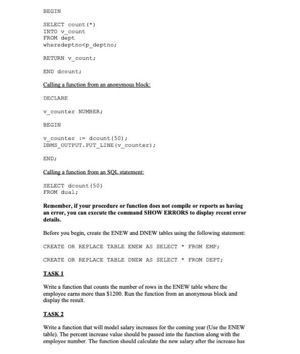 Note When You Login Oracle Execute Set Serveroutput On Before You Start Work Don T Forget In The End Of Every Bloc 2