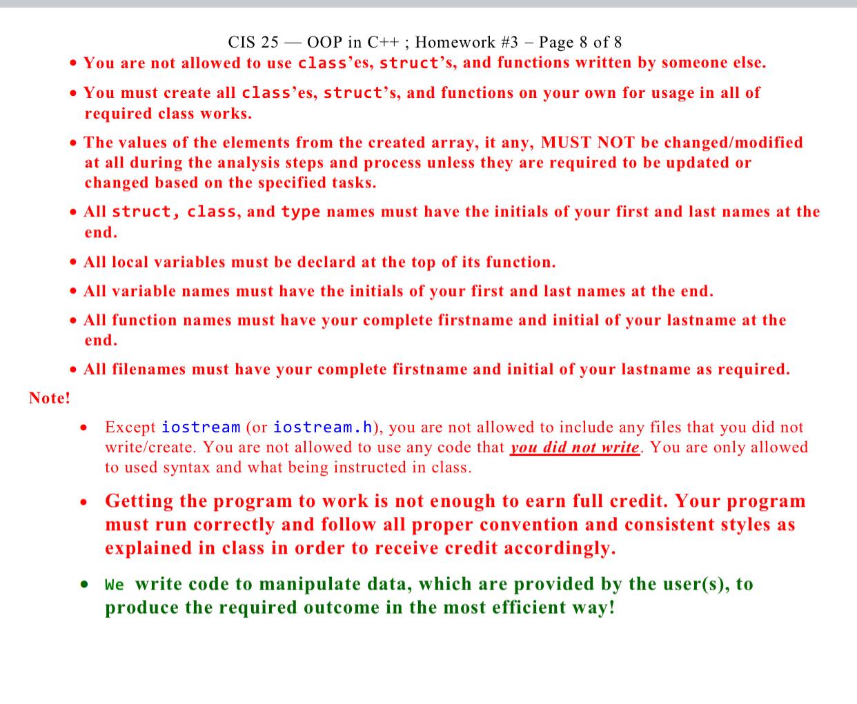 Cis 25 Oop In C Homework 3 Page 1 Of 8 Turn In Exercise 1 Due On Monday April 25 2022 By 11 00 Pm Email Su 8