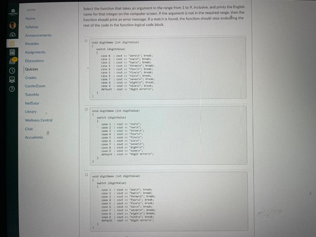 2022 Clone Home Select The Function That Takes An Argument In The Range From 1 To 9 Inclusive And Prints The English N 1