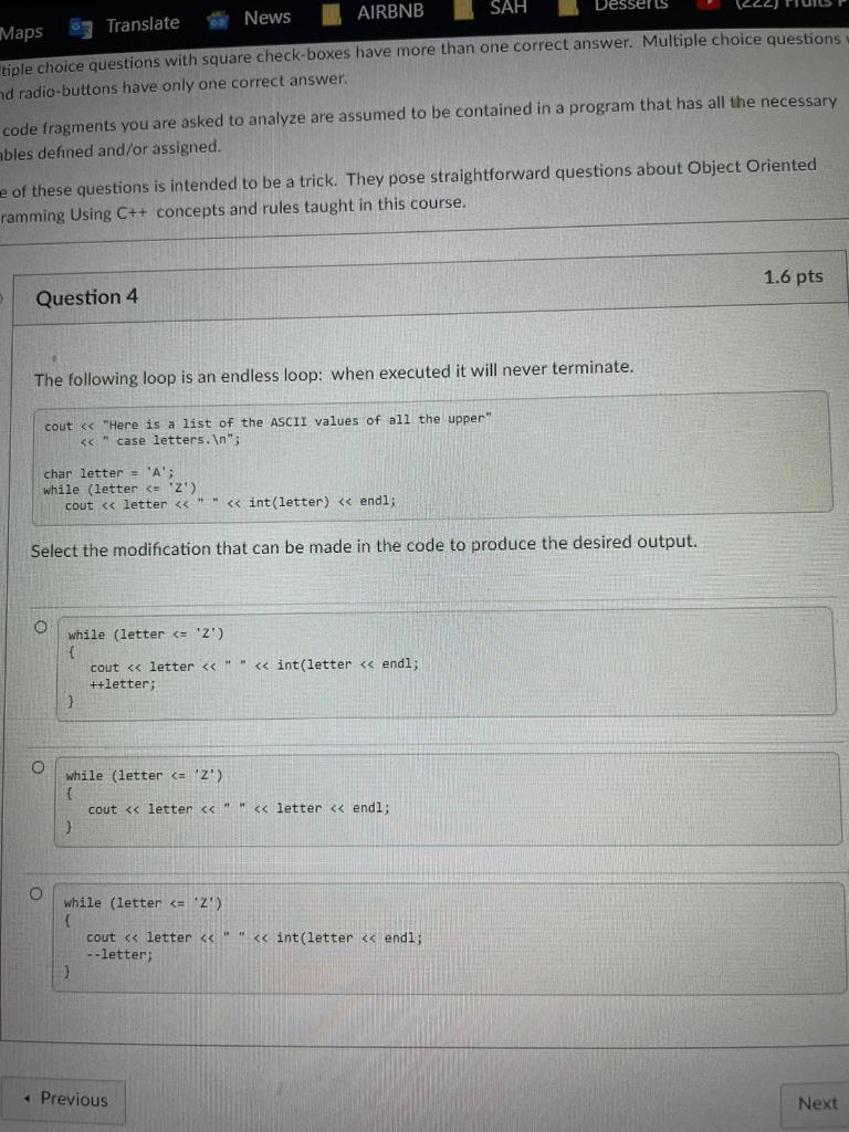 Maps 3 Translate News Airbnb Sah Desserts Tiple Choice Questions With Square Check Boxes Have More Than One Correct Answ 1