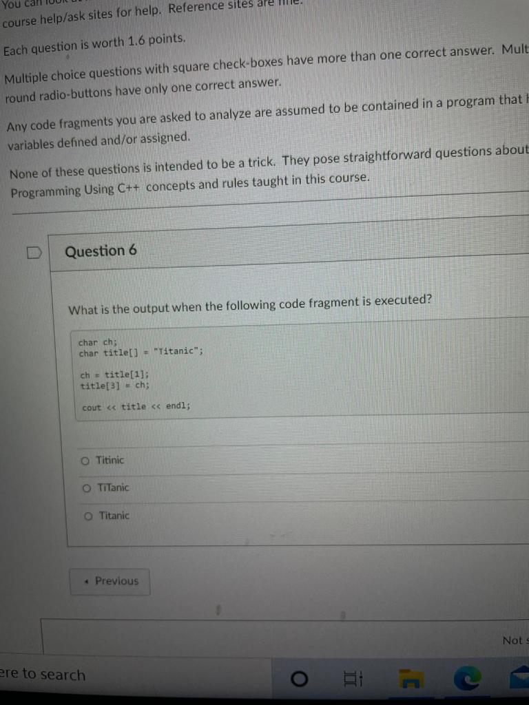 You Course Help Ask Sites For Help Reference Sites Are Each Question Is Worth 1 6 Points Multiple Choice Questions Wit 1