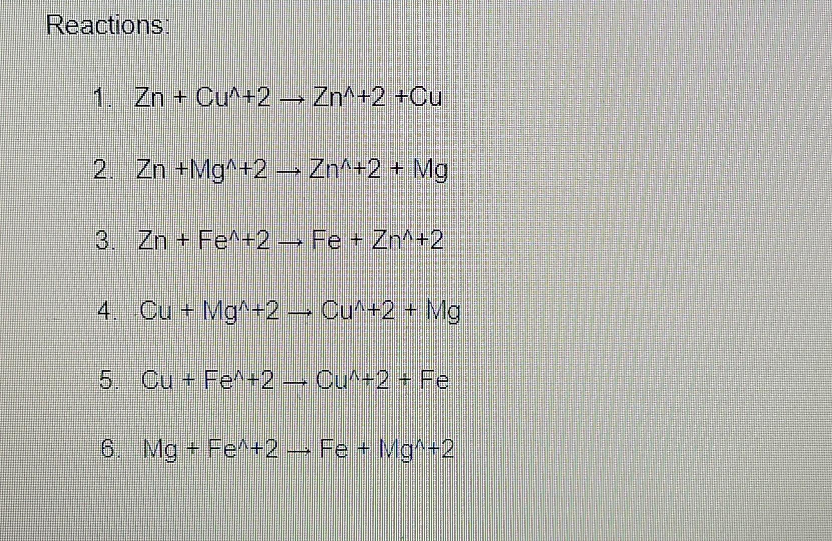 Exp 8 Galvanic Cells Report Sheet Part A Cell Potential Of Some Redox Couples Redox Reaction Half Cell Half Cell Ecel 2