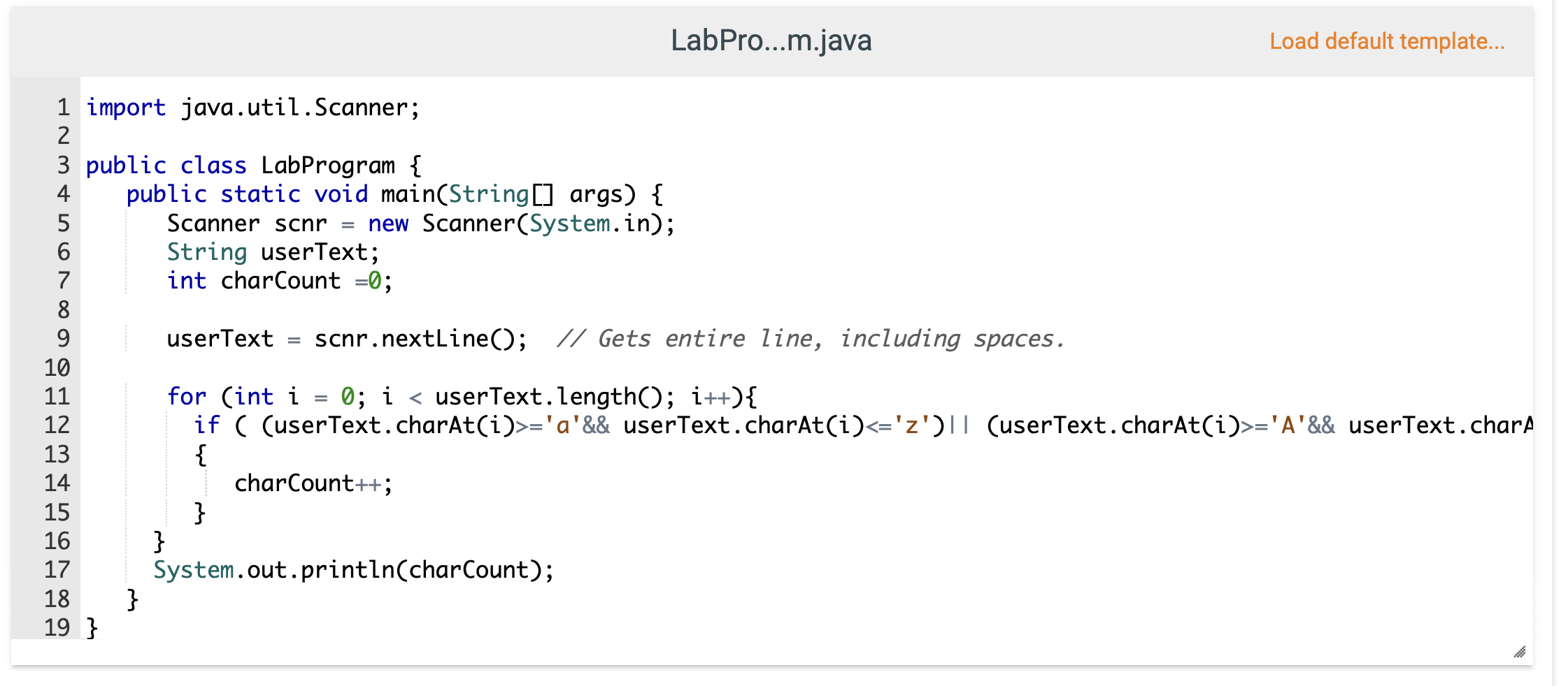 Given A Line Of Text As Input Output The Number Of Characters Excluding Spaces Periods Or Commas Ex If The Input Is 2