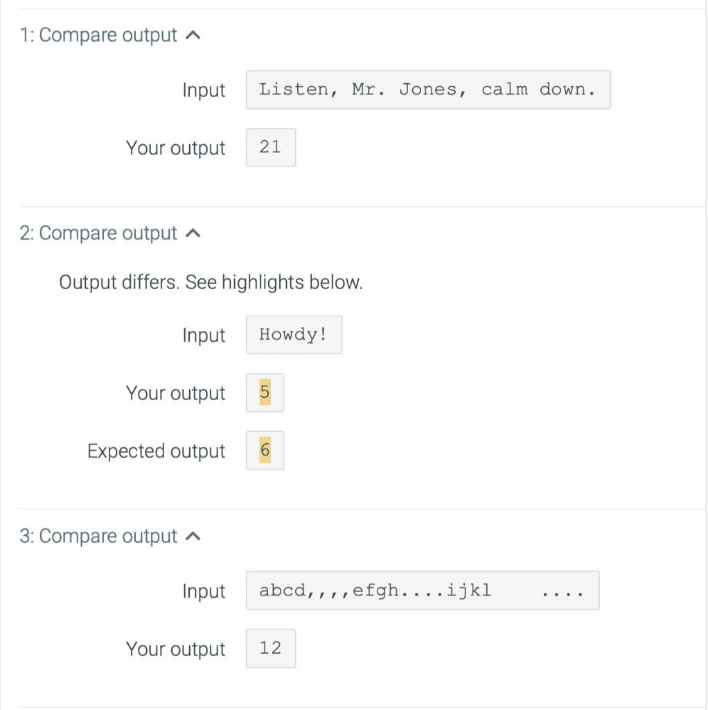 Given A Line Of Text As Input Output The Number Of Characters Excluding Spaces Periods Or Commas Ex If The Input Is 3