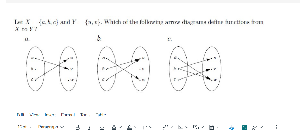 Let X A B C And Y X To Y U V Which Of The Following Arrow Diagrams Define Functions From A B C 22 A 27 22 1