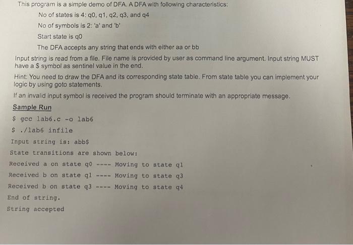 A This Program Is A Simple Demo Of Dfa A Dfa With Following Characteristics No Of States Is 4 90 91 92 93 And Q4 1