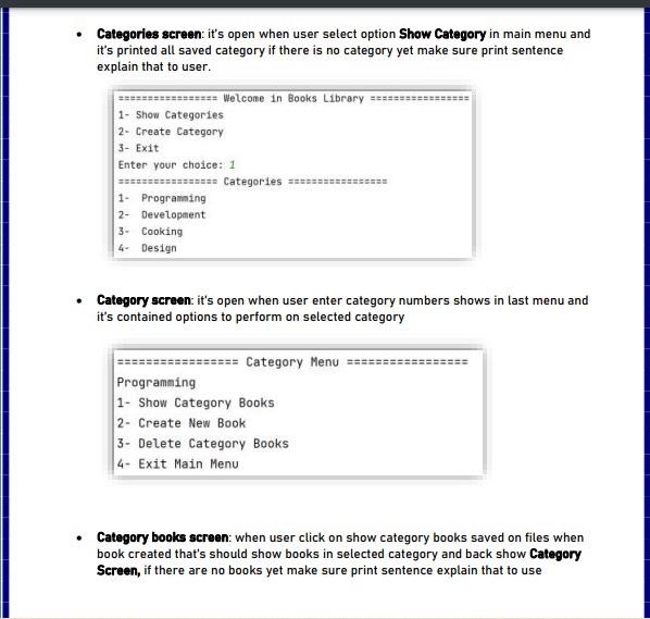 About Project The Project About Books Library Must Have Those Features 1 Show Categories 2 Create New Category 3 2