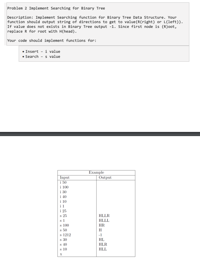 Problem 2 Implement Searching For Binary Tree Description Implement Searching Function For Binary Tree Data Structure 1