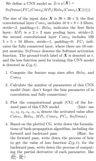 We Define A Cnn Model As Fenn X Softmax Fc Conv2 Mp Relu Convi X The Size Of The Input Data X Is 36 X 36 X 1