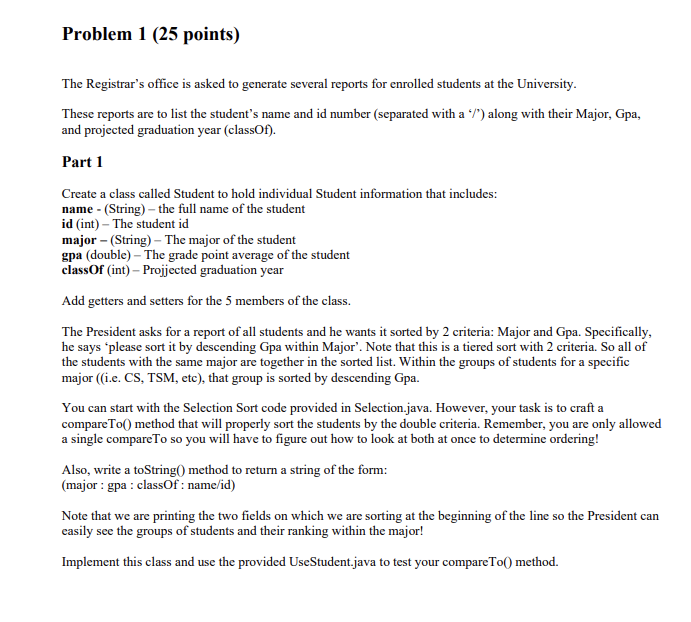 Problem 1 25 Points The Registrar S Office Is Asked To Generate Several Reports For Enrolled Students At The Universit 1