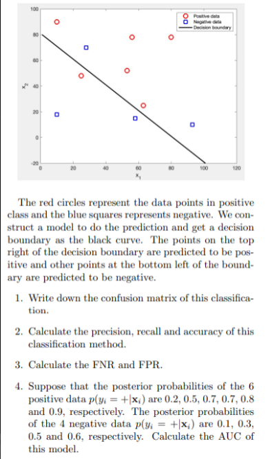 100 Oo O Positive Data Negative Data Decision Boundary 20 8 O O O O 2x 10 20 0 O 100 120 The Red Circles Represent The D 1