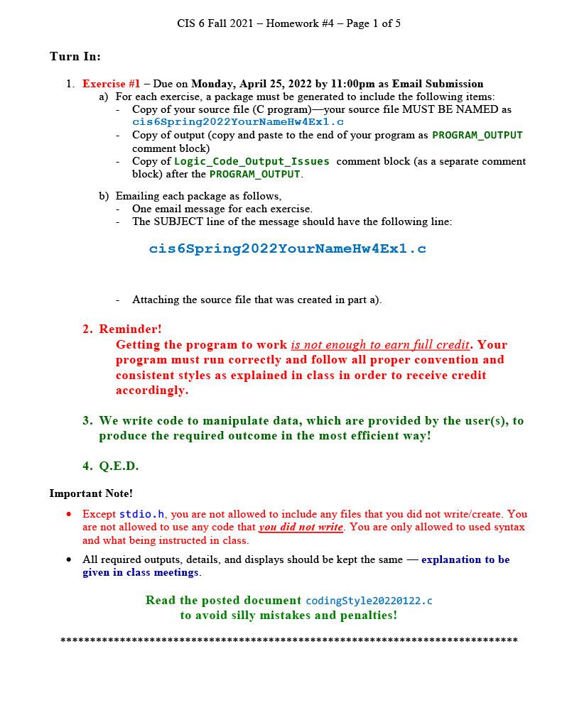 C Programming Having Trouble With This Assignment And Need Help Writing It In C In Visual Studio 2019 In This Form 1