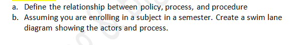 A Define The Relationship Between Policy Process And Procedure B Assuming You Are Enrolling In A Subject In A Semest 1