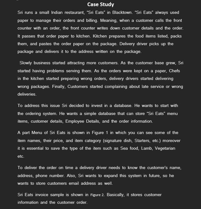 Case Study Sri Runs A Small Indian Restaurant Sri Eats In Blacktown Sri Eats Always Used Paper To Manage Their Ord 1