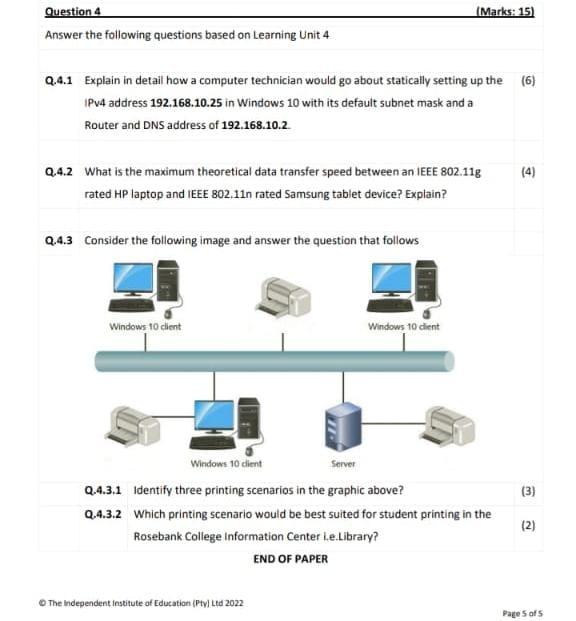 Marks 15 Question 4 Answer The Following Questions Based On Learning Unit 4 Q 4 1 Explain In Detail How A Computer Te 1