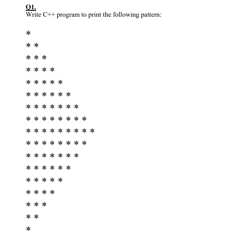 Q1 Write C Program To Print The Following Pattern 1