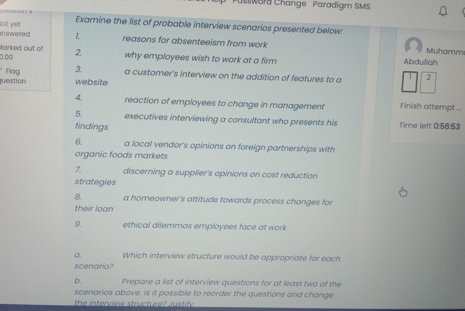 Change Paradigm Sms Uasun Examine The List Of Probable Interview Scenarios Presented Below Lot Yet Answered 7 Reasons 1