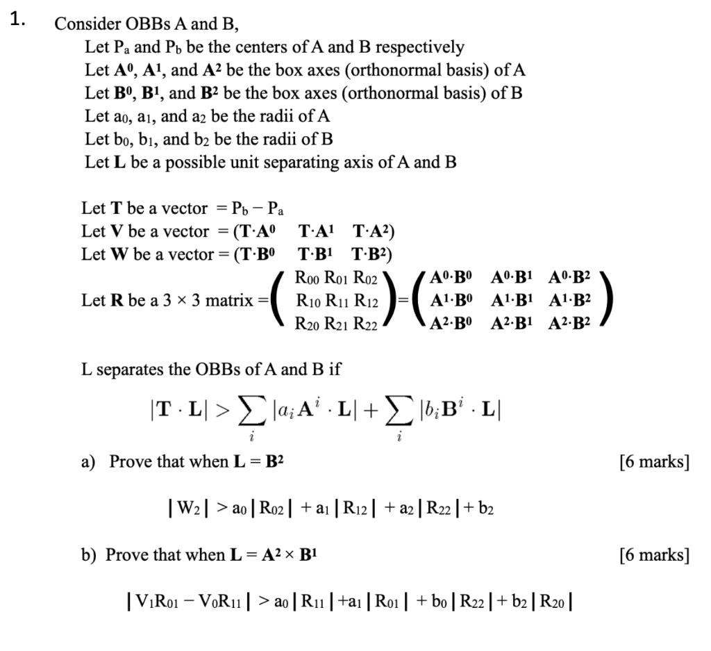 1 Consider Obbs A And B Let Pa And Pb Be The Centers Of A And B Respectively Let A A1 And A2 Be The Box Axes Ortho 1