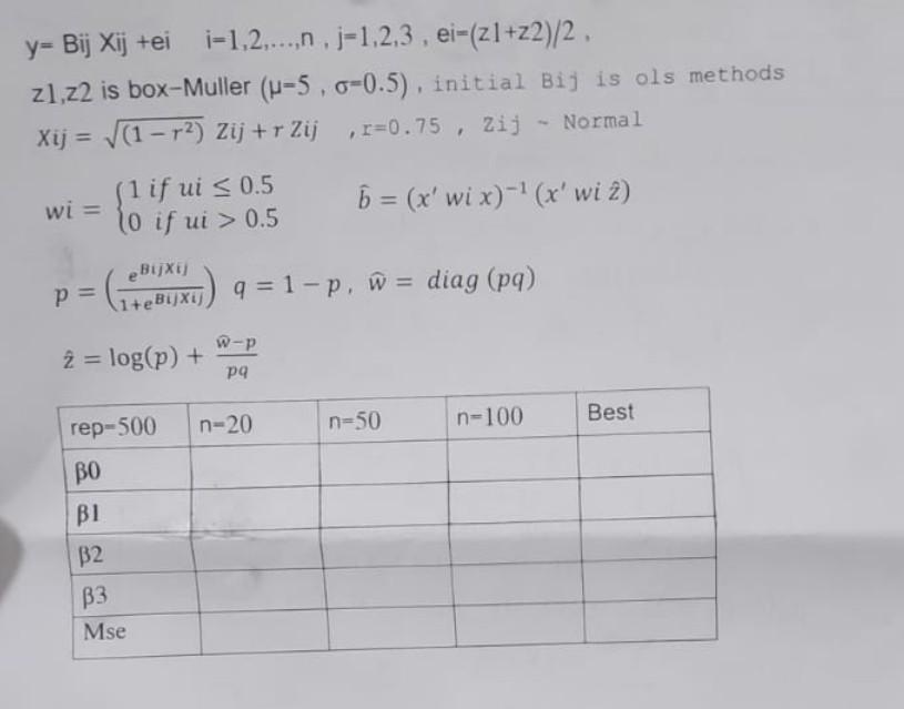Y Bij Xij Ei I 1 2 Nj 1 2 3 Ei Z1 Z2 2 Z1 Z2 Is Box Muller P 5 0 0 5 Initial Bij Is Ols Methods Xij 1 1