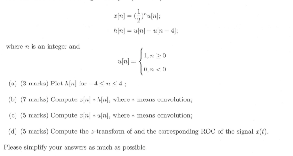 X N C3 Um H N A N 4 4 Where N Is An Integer And U N 1 020 1 N 0 0 N 0 A 3 Marks Plot Hin For 1