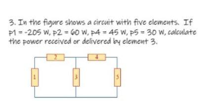 3 In The Figure Shows A Circuit With Five Elements If P1 205 W P2 60 W P4 45 W P5 30 W Calculate The Powe 1