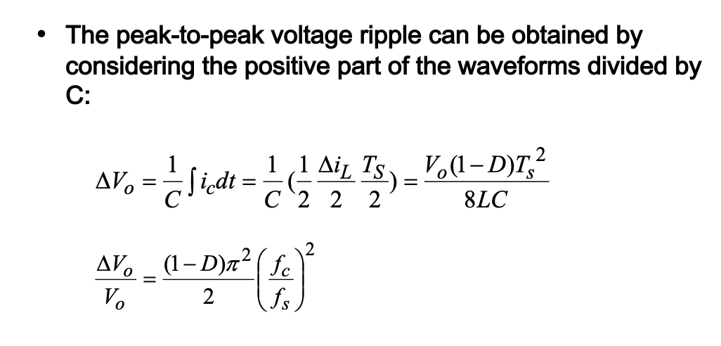 The Peak To Peak Voltage Ripple Can Be Obtained By Considering The Positive Part Of The Waveforms Divided By C Av 1