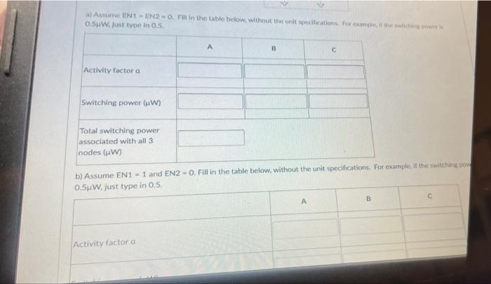 Problem 5 21 Points Power Consumption In This Problem You Will Calculate The Switching Power Associated With Nodes A 2