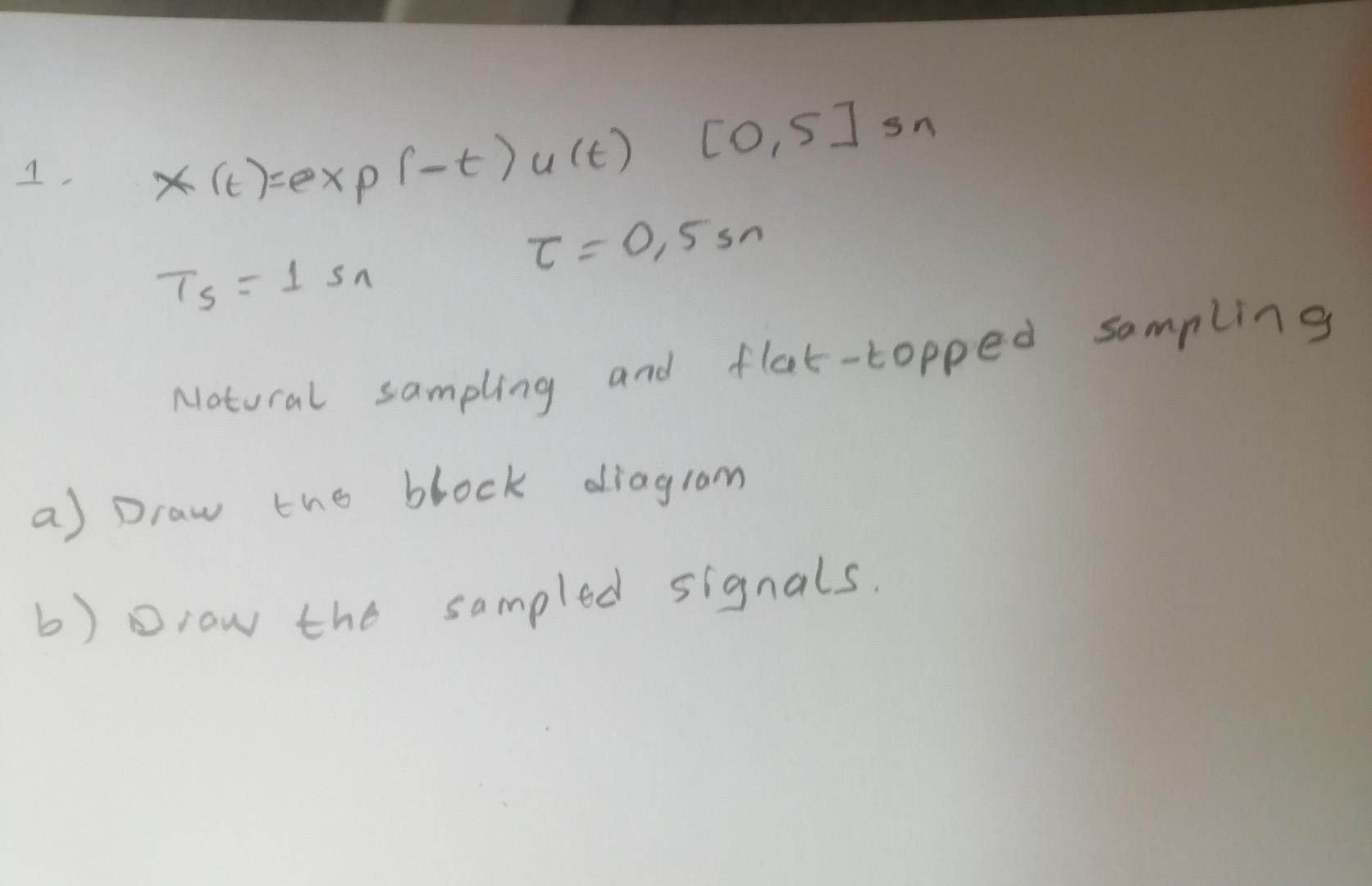 1 X T Explot Ult Os Sn X T Ts 1 Sn T 0 5sn Natural Sampling And Flat Topped Sampling A Draw The Block Diagram B D 1