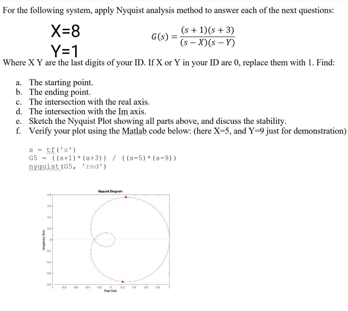 For The Following System Apply Nyquist Analysis Method To Answer Each Of The Next Questions X 8 S 1 S 3 G S S 1
