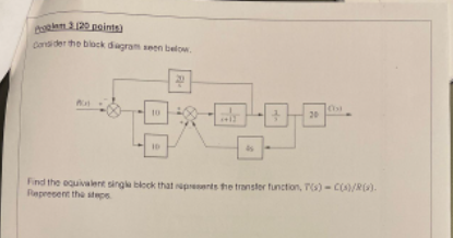 Plan 120 Points Consider The Black Diagram Bom 10 30 Find The Equivalent Single Block That Presents The Transfer Functio 1