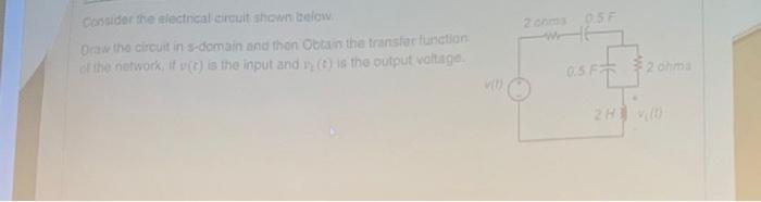 257 Wc Consider The Electrical Circuit Shown Below Draw The Circuit In S Domain And Then Obtain The Translac Lunction Th 1