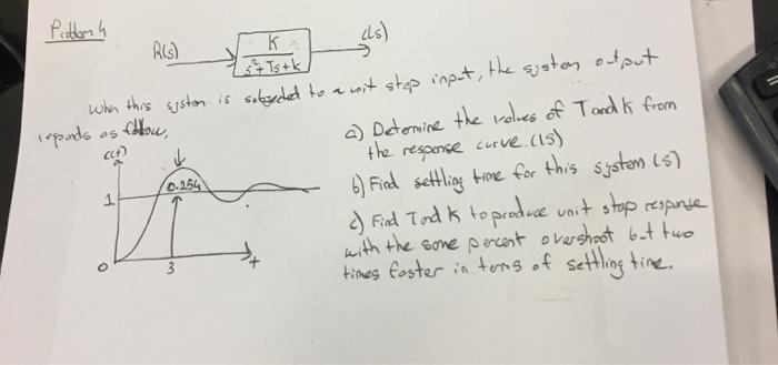 Problonh Rg Follow K Els When This Syston Is Sobeded To A Wit Step Input The Sister Output Reponds As Cct A Deter 1