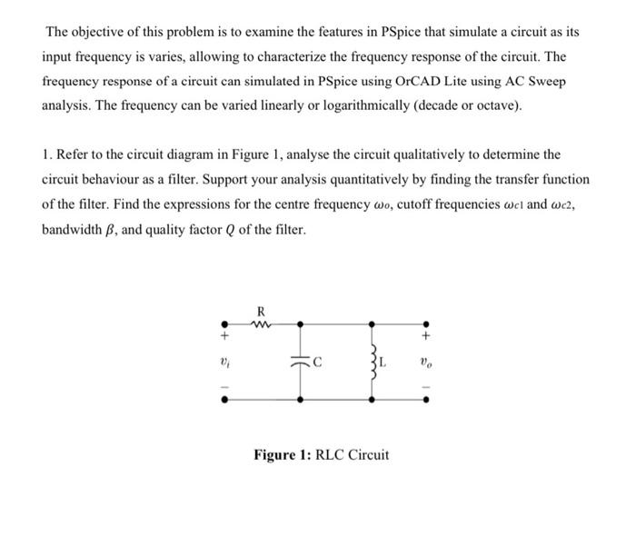 The Objective Of This Problem Is To Examine The Features In Pspice That Simulate A Circuit As Its Input Frequency Is Var 1