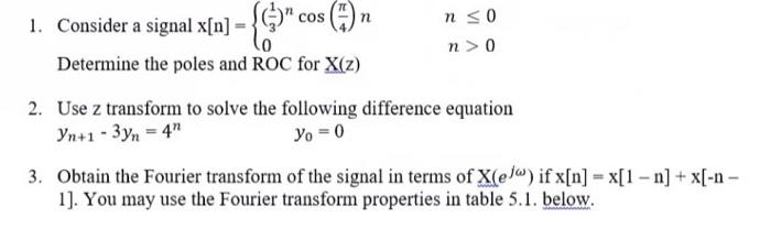 1 Consider A Signal X N Determine The Poles And Roc For X Z S Cos 1 N 0 N 0 2 Use Z Transform To Solve The 1