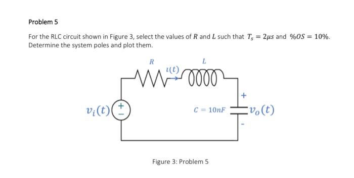 Problem 5 For The Rlc Circuit Shown In Figure 3 Select The Values Of Rand L Such That To 2us And Os 10 Determine 1