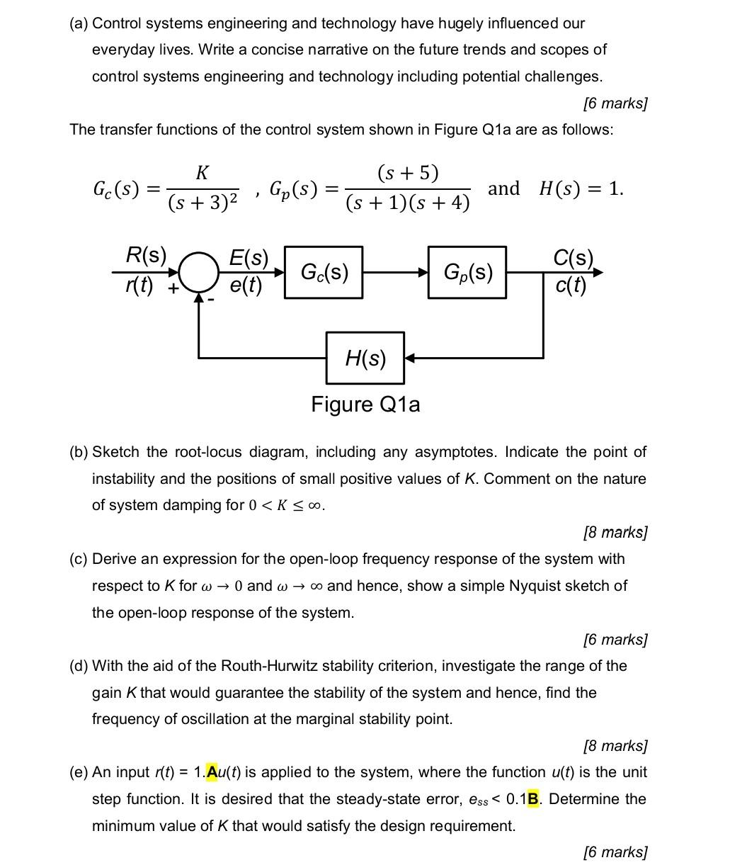 A Control Systems Engineering And Technology Have Hugely Influenced Our Everyday Lives Write A Concise Narrative On T 1