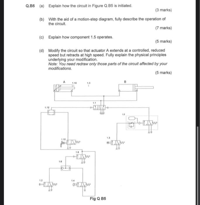 Q B5 A Explain How The Circuit In Figure Q B5 Is Initiated 3 Marks B With The Aid Of A Motion Step Diagram Fully 1