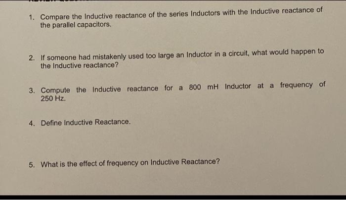 1 Compare The Inductive Reactance Of The Series Inductors With The Inductive Reactance Of The Parallel Capacitors 2 I 1