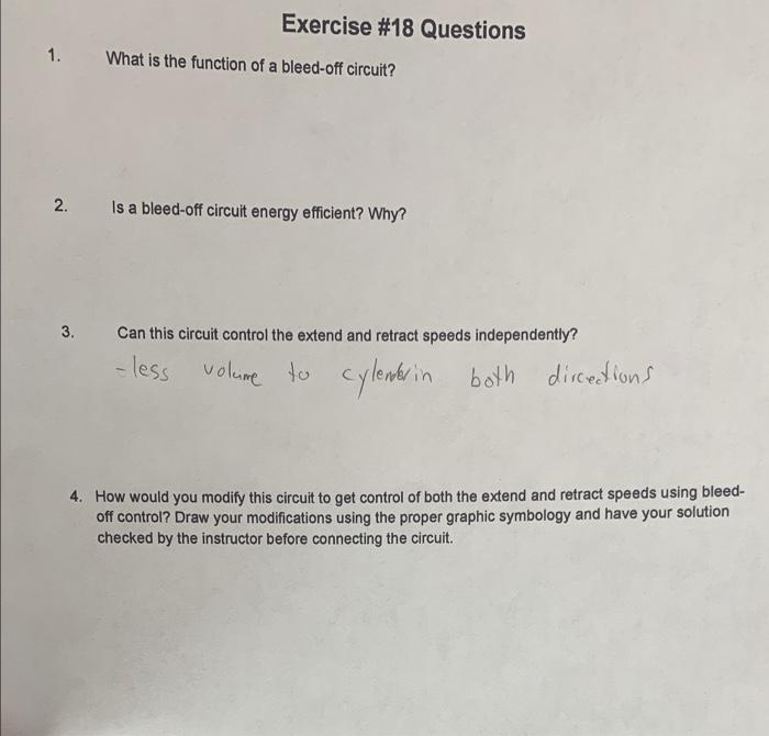 Exercise 18 Questions 1 What Is The Function Of A Bleed Off Circuit 2 Is A Bleed Off Circuit Energy Efficient Why 1