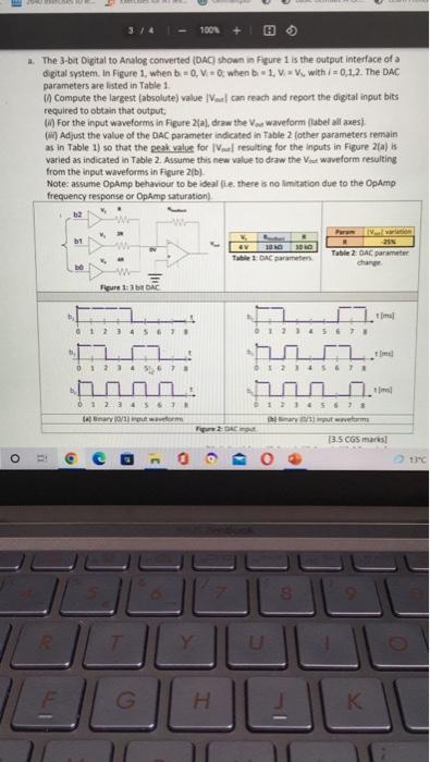 1000 1 The 3 Bit Digital To Analog Converted Dac Shown In Figure 1 Is The Output Interface Of A Digital System In Fi 1
