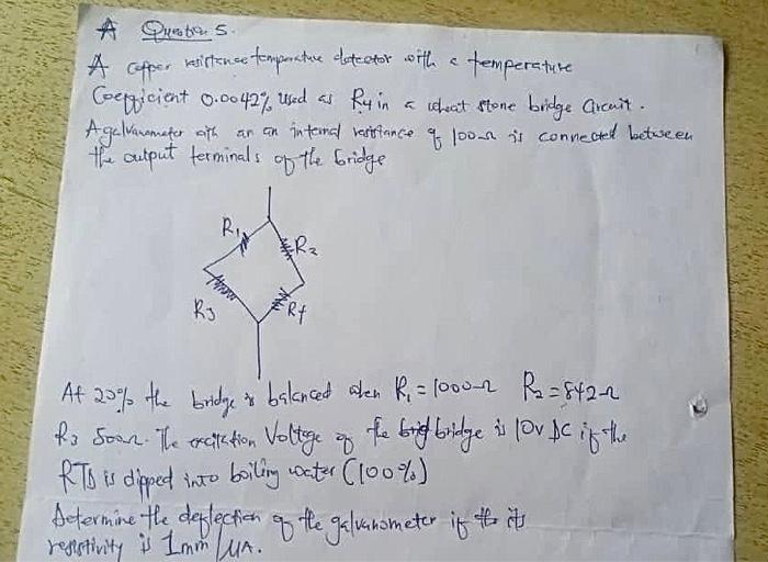 A Copper A Quations Kiftence Temperature Detector With A Temperature Coefficient 0 0042 Used As Ruin Aicheat Stone Bri 1