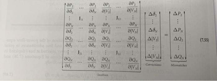 7 17 To Apply The Newton Raphson Method To The Power Flow Solution Of The System Of Figure 7 21 Determine A The Ybus 5