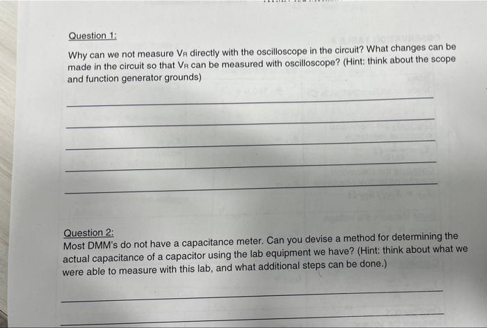 Question 1 Why Can We Not Measure Va Directly With The Oscilloscope In The Circuit What Changes Can Be Made In The Cir 1