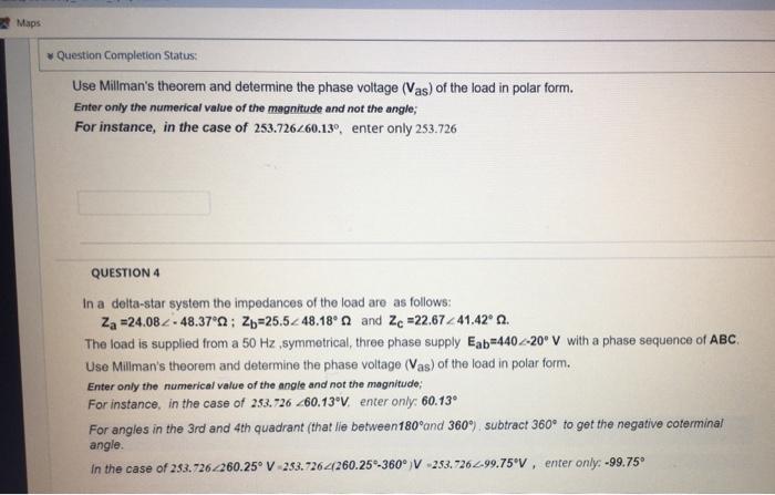 Question 1 In A Delta Star System The Impedances Of The Load Are As Follows Za 24 082 48 37 02 Zb 25 5248 18 And Zc 3